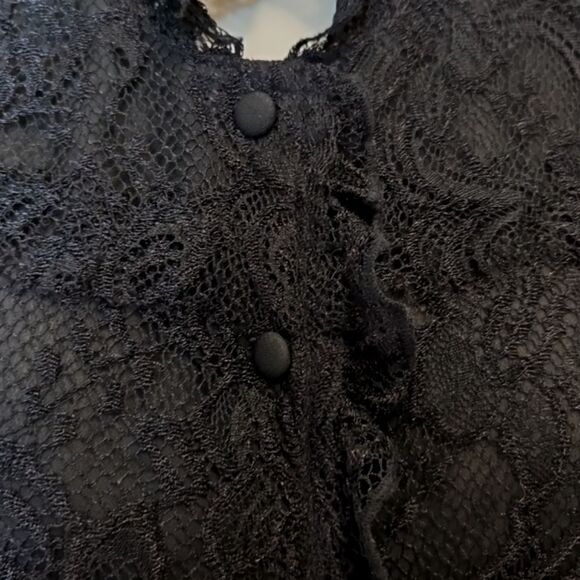 Claudia Richards Regencycore Black Lace Button Front Blouse Goth Whimsigothic - Picture 8 of 15